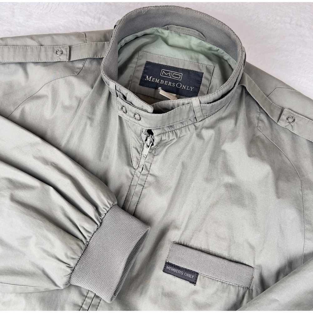 Members Only Jacket Mens Green Full Zip Iconic Racer Signature Throat Latch Vtg